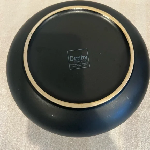 9 Salad Serving Bowl in the Jet Stripes pattern by Denby-Langley.On Rim 9 5/8